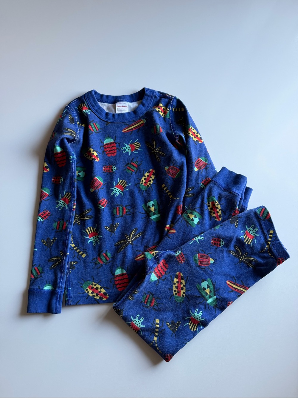 Hanna Andersson Navy Blue Bug-Print Pajama Set size 6-7